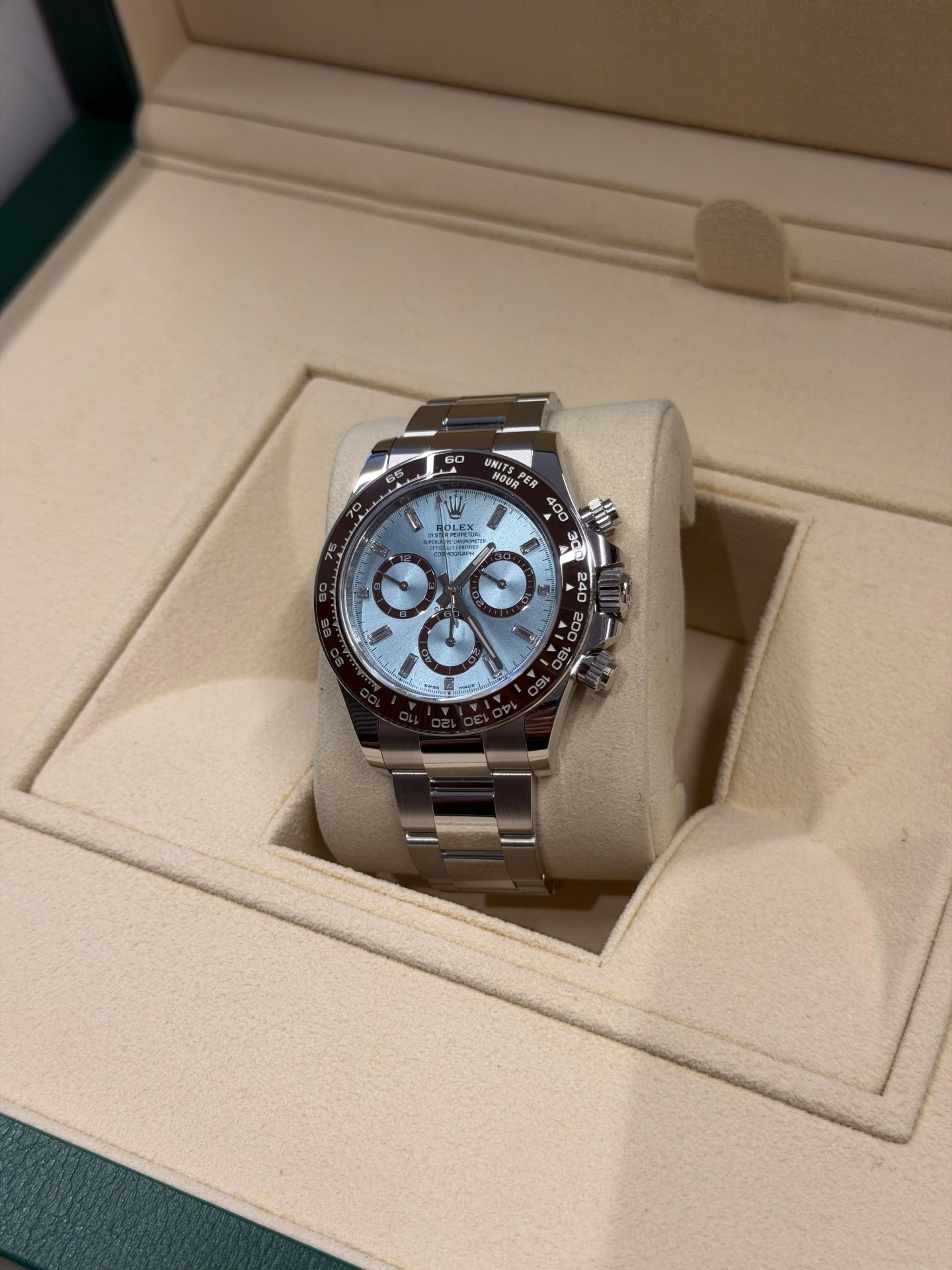 Rolex Day-Date rose gold diamond bezel slate dial
