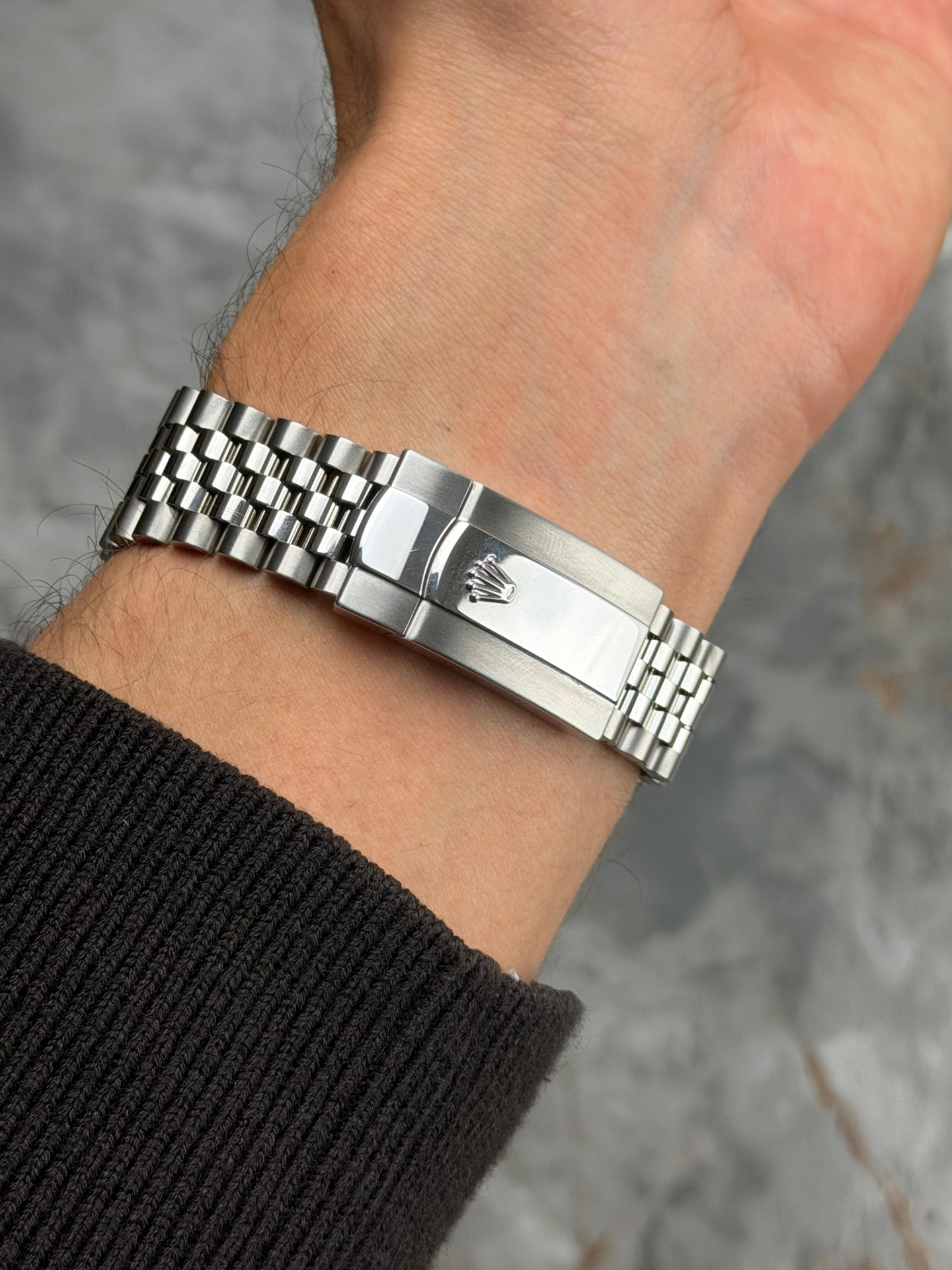 Rolex jubilee bracelet on wrist