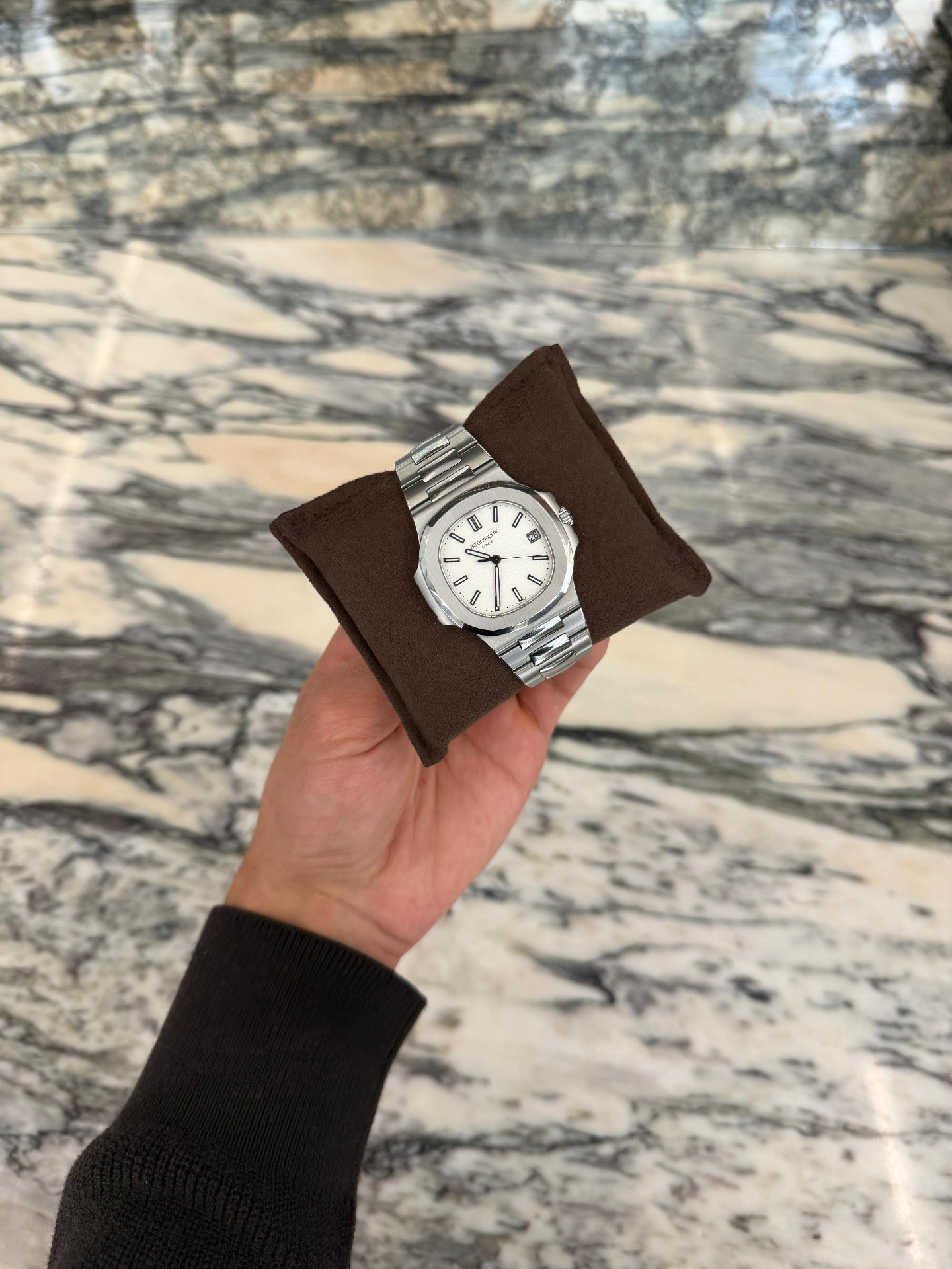 Patek Philippe Nautilus 5711 white dial on marble